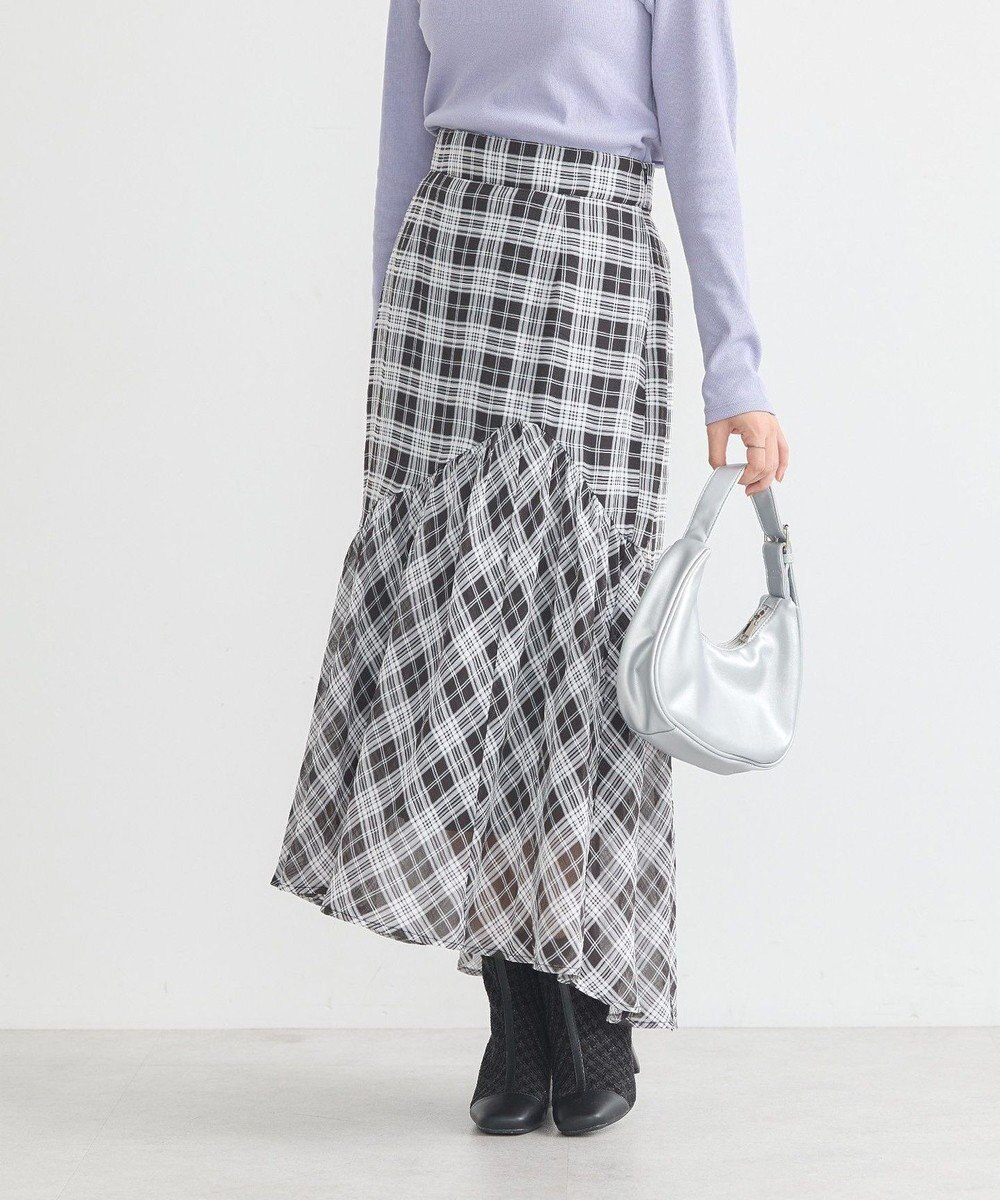 earth music&ecology イレヘムチェックスカート 
