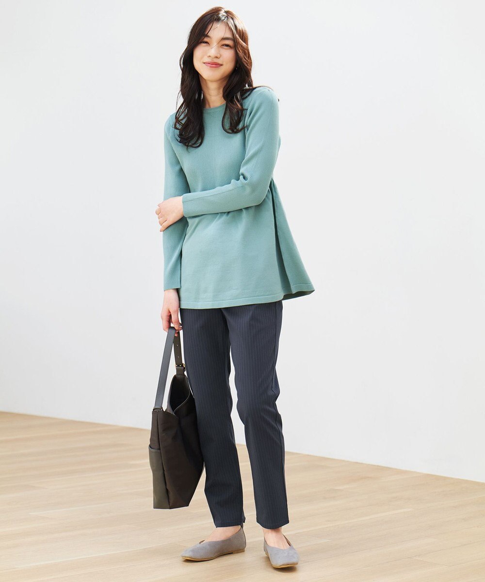 ANY L リブコンビペプラムニット 