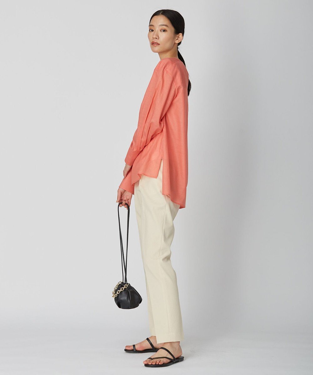 ICB 【洗える】テンセルコットンローン スクエアネックブラウス 