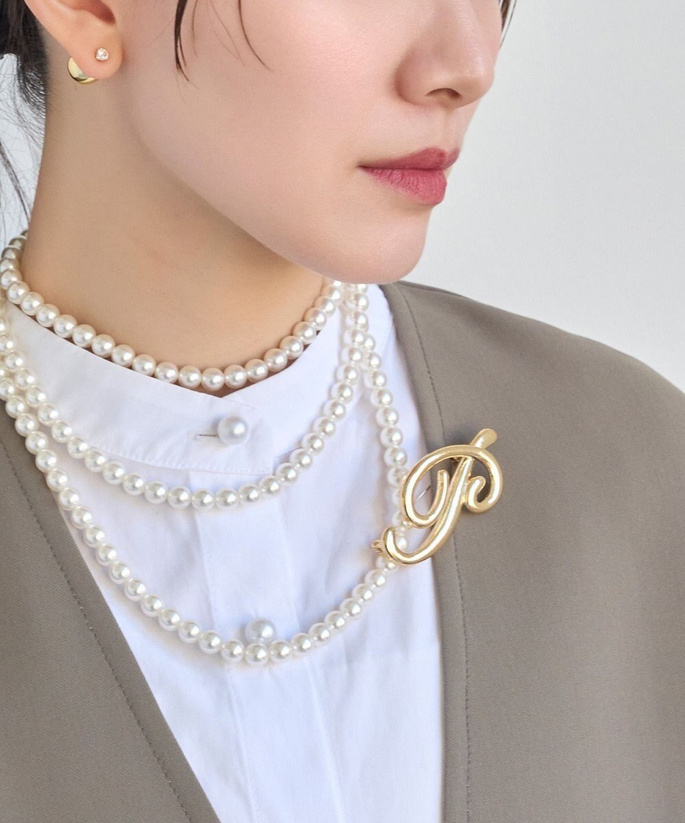 Phoebe <オンワード限定セット>2wayパールチョーカーネックレス×ニュアンスメタルブローチ 