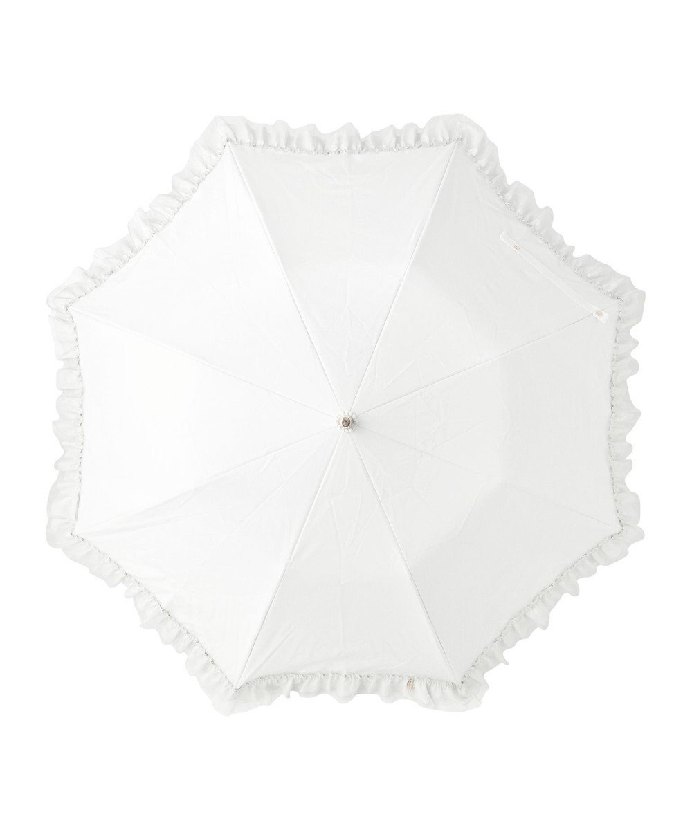 MOONBAT ランバン オン ブルー 晴雨兼用日傘 折りたたみ傘 ビジュー付きオーガンジーフリル 遮光 遮熱 UV 