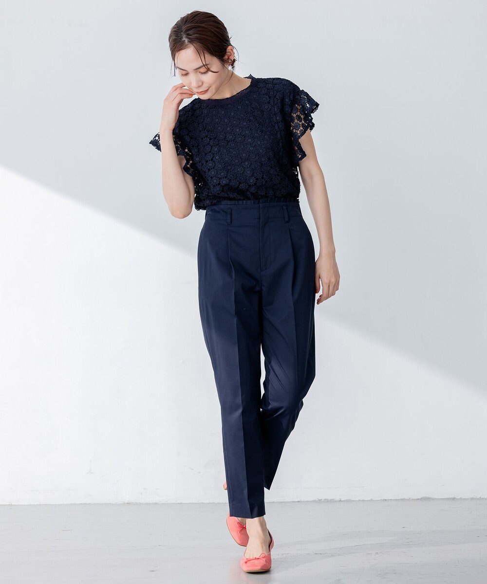 組曲 【ストレッチ・イージーケア】ハイウエストチノ パンツ 