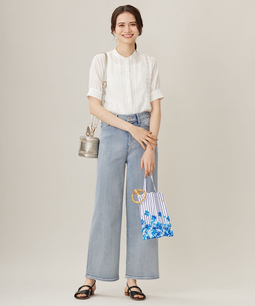 自由区 【洗える】キュプラコットンツイル半袖シャツ ブラウス 