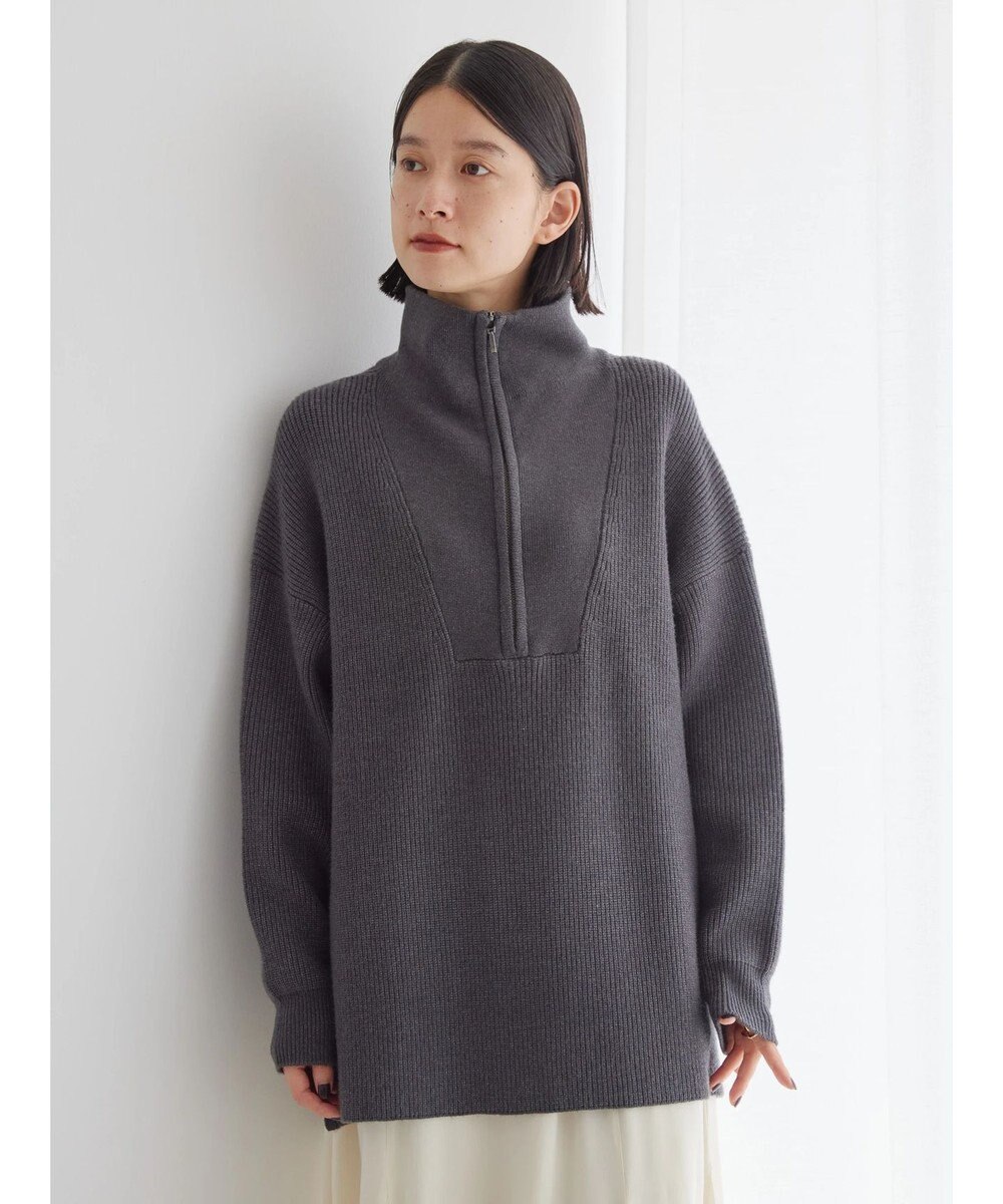 AMERICAN HOLIC バイパチハーフＺＩＰ片畦ニットプルオーバー　 