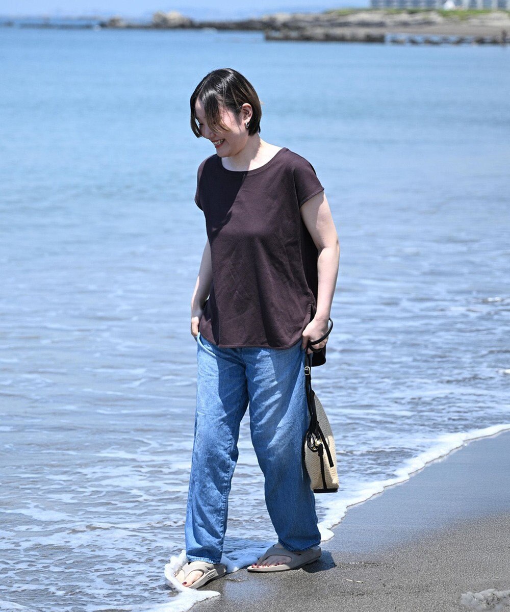 TOQUE 25SS新作〈大草直子さんアドバイザー〉スーピマコットンスムースフレンチノースリーブトップス 