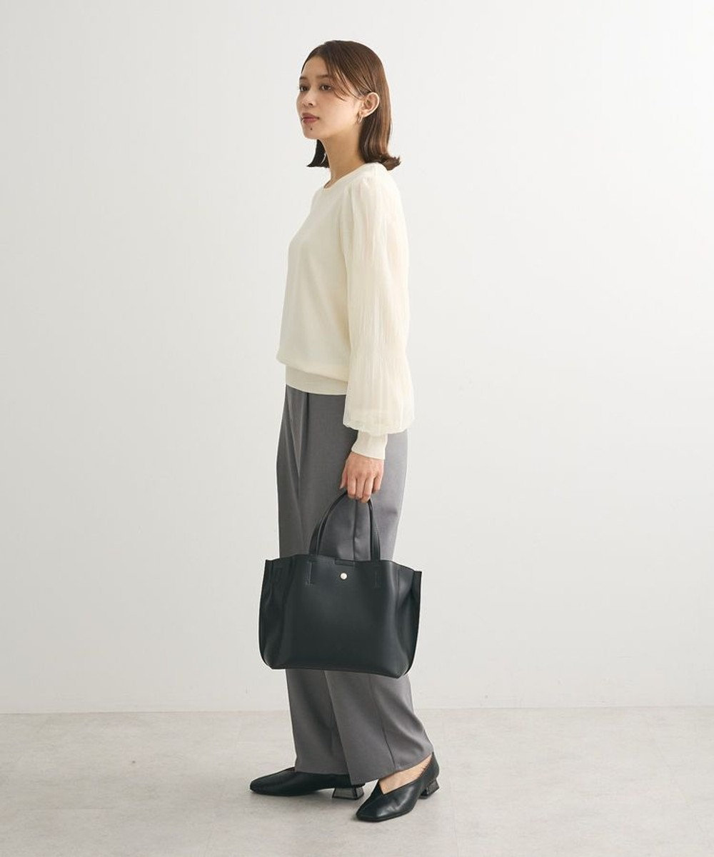 Green Parks 袖チュールマジョリカドッキングニットプルオーバー 