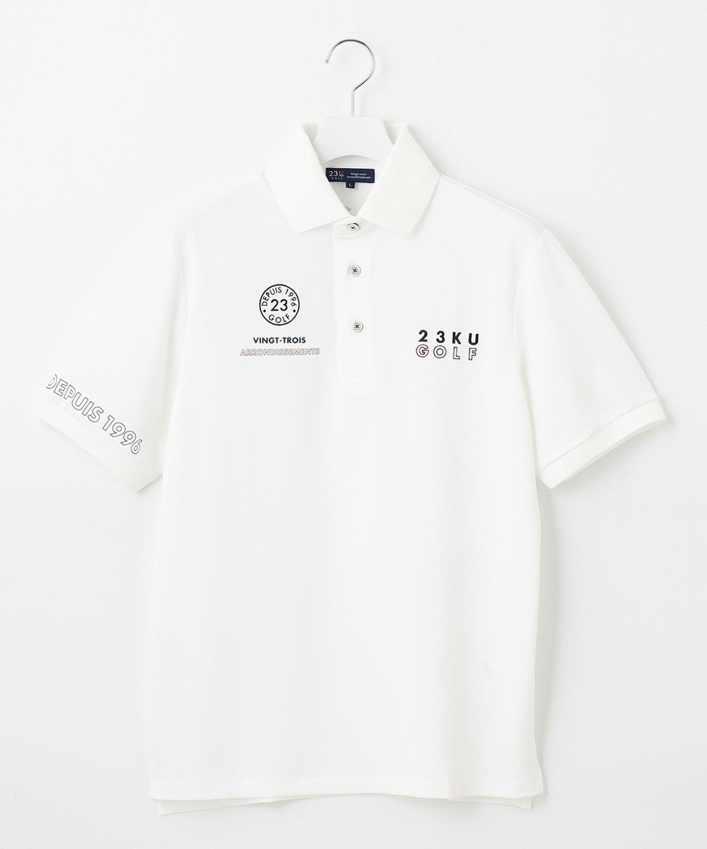 23区GOLF 【MEN】グラフィックロゴ 半袖ポロシャツ ホワイト系