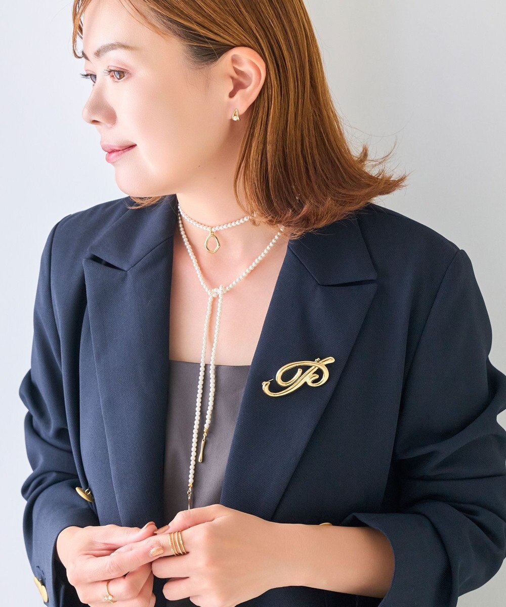 Phoebe <オンワード限定セット>2wayパールチョーカーネックレス×ニュアンスメタルブローチ 
