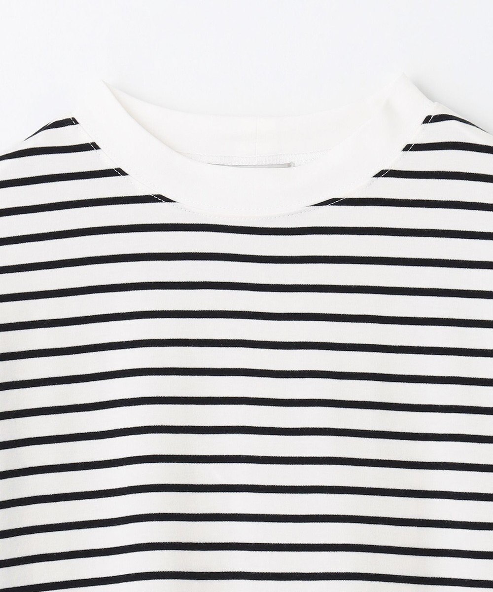 ANY L 【大好評につき新色登場！】モックネックフレンチスリーブ ボーダーＴシャツ 