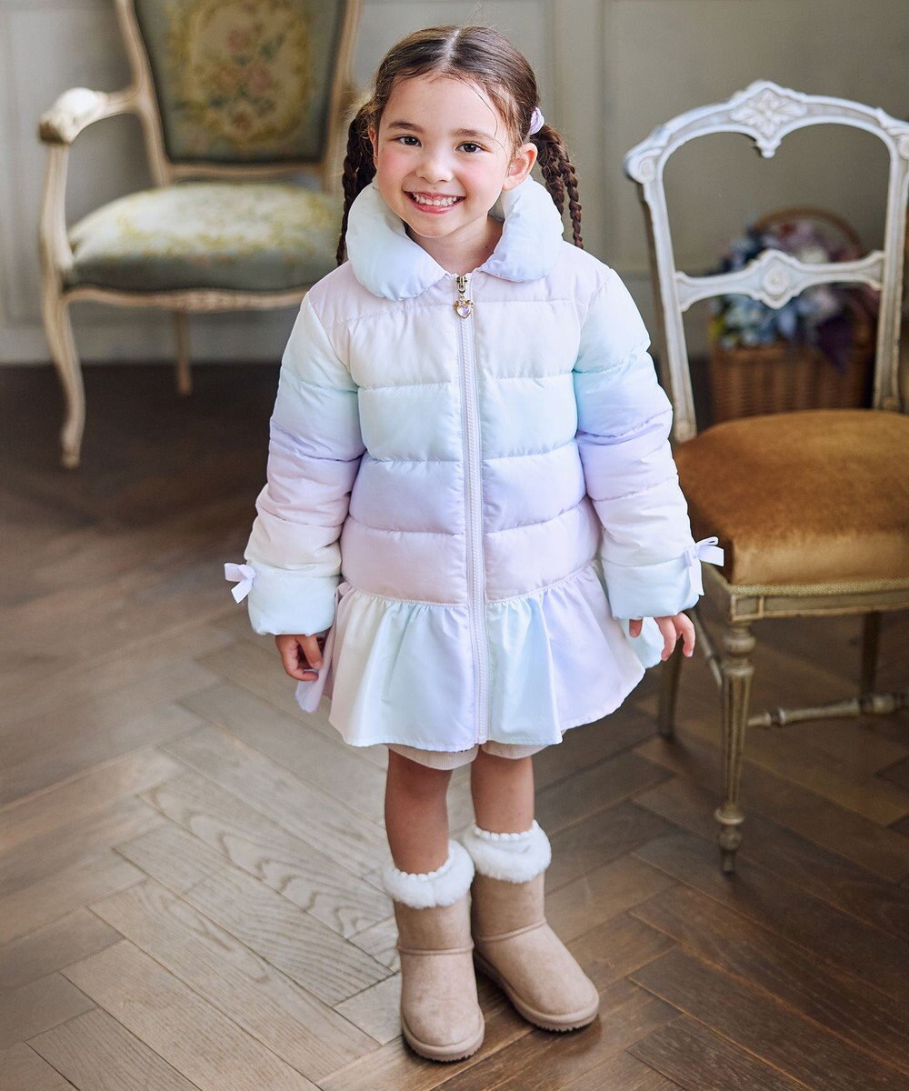 ANY KIDS 【フード取り外し/洗濯機可能】中綿フリル リボンコート 