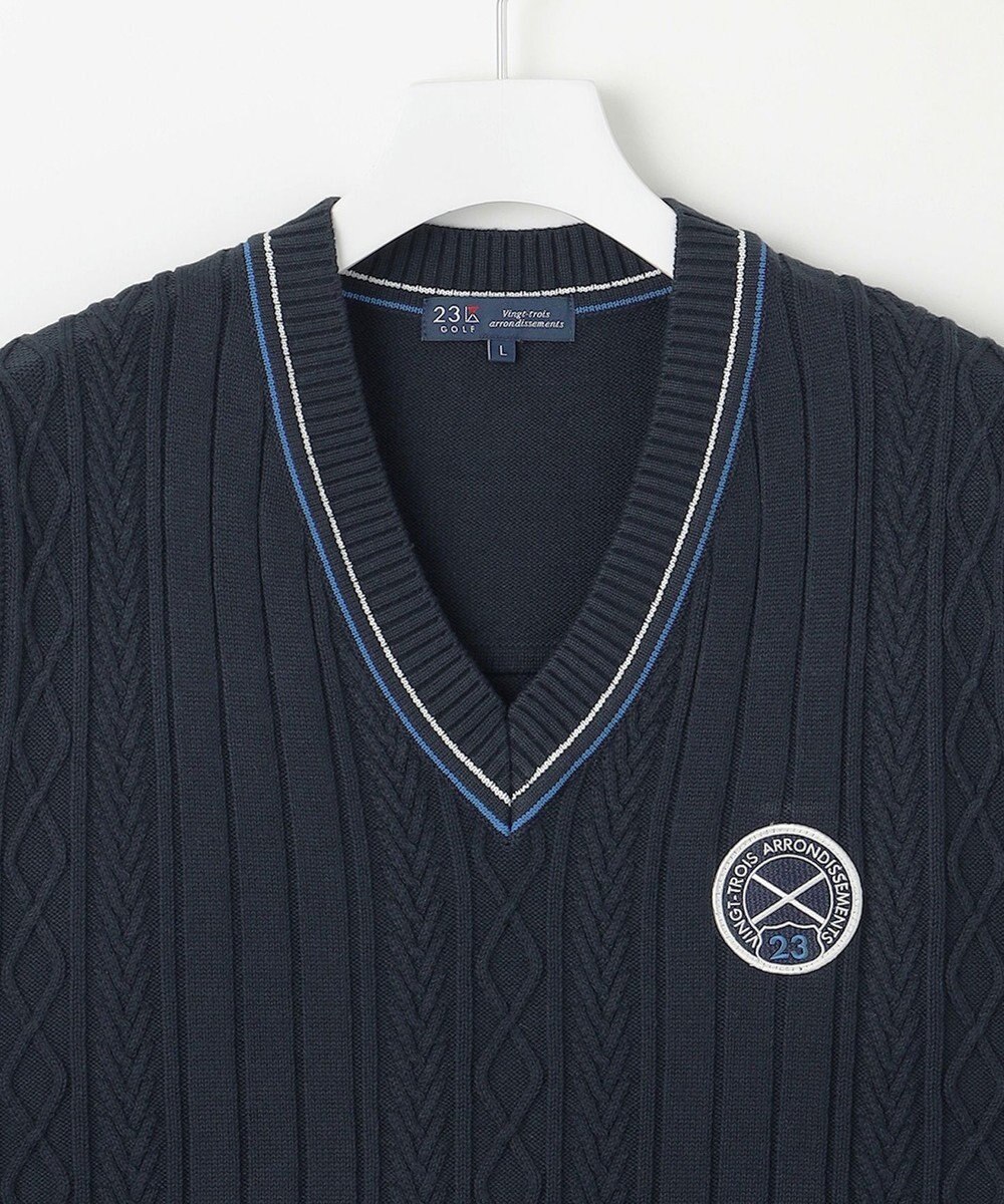 23区GOLF 【MEN】【ウォッシャブル】コットンブレンドニットベスト 