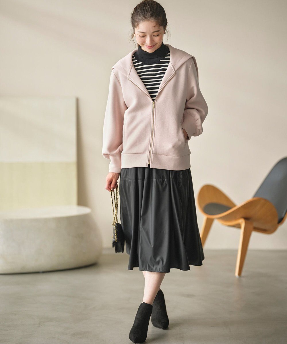 組曲 レザーライクライト タックギャザースカート 