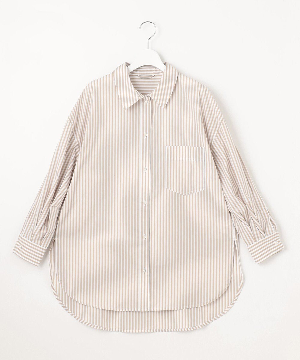 Feroux 【洗える】カラーストライプビッグ シャツ 