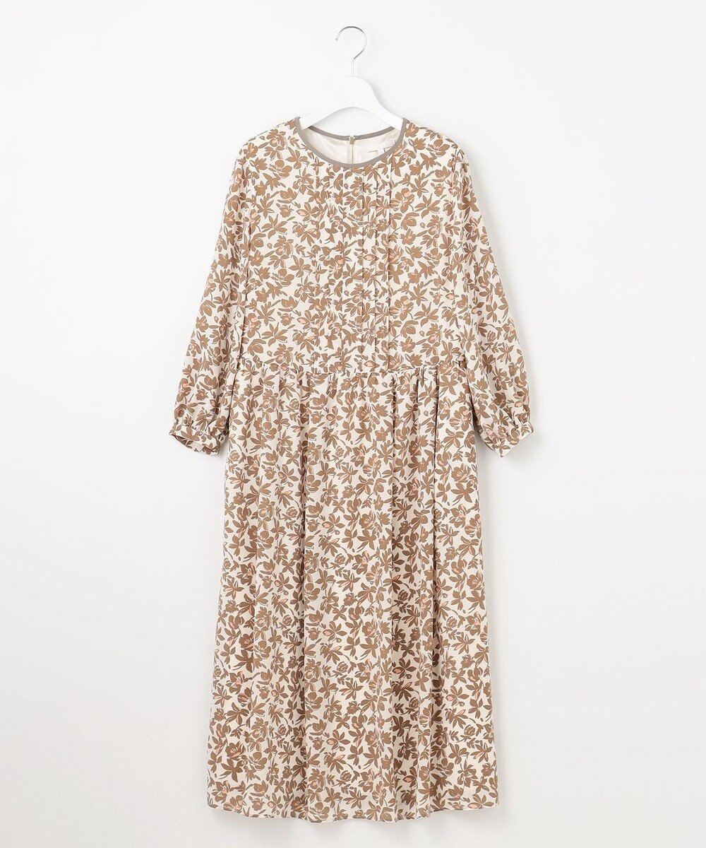 自由区 L 【洗える】スノーフラワープリント ワンピース 