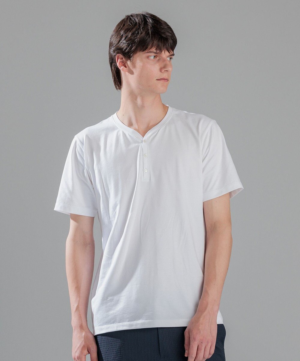 JOSEPH HOMME スビンソフトジャージー　ヘンリーネック半袖カットソー 