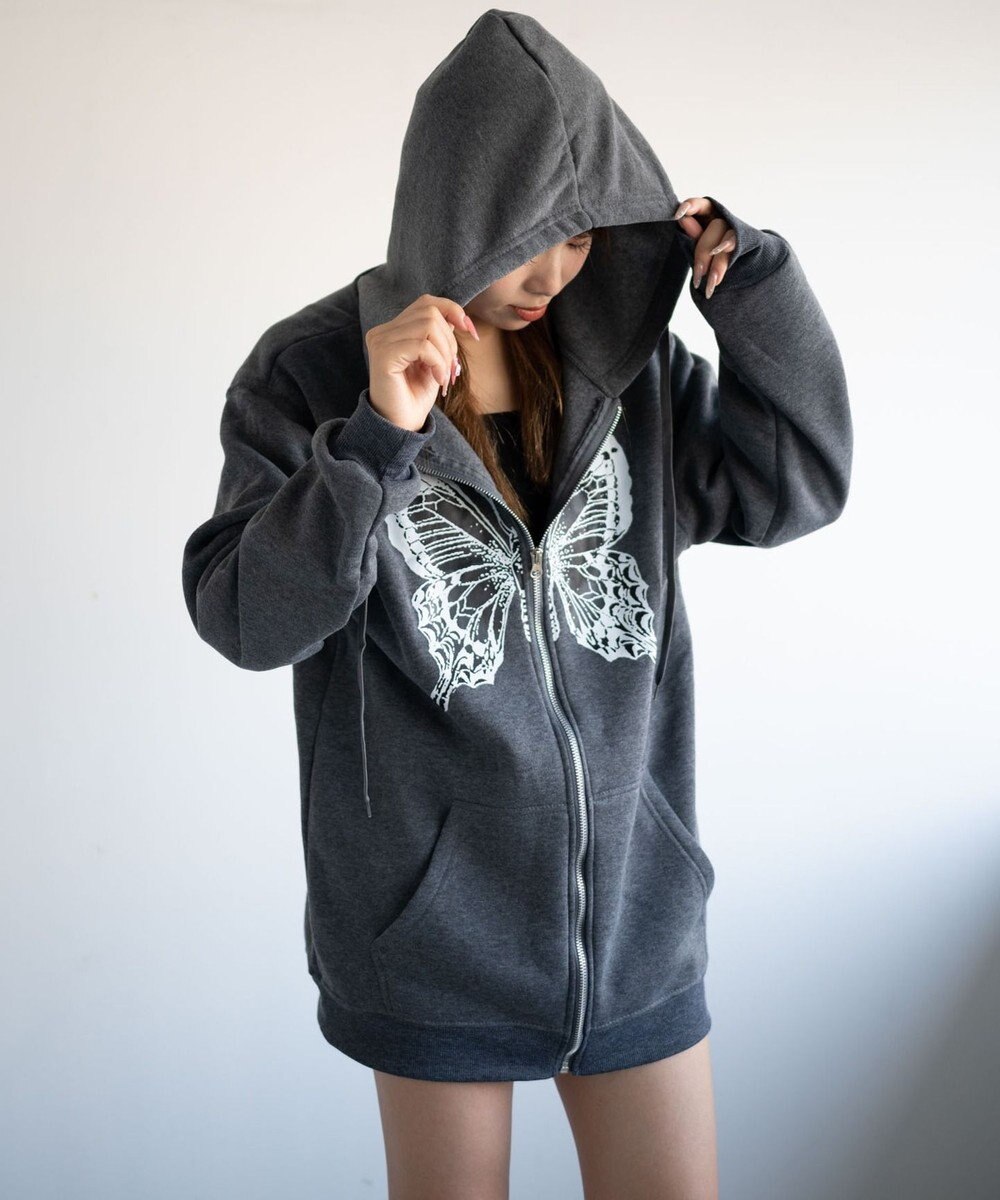 WEGO バタフライBIGZIPパーカー 