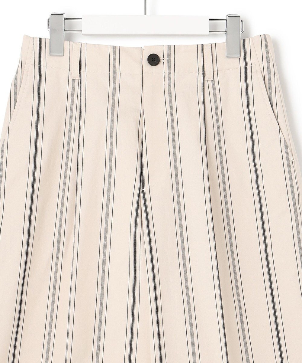 23区 L 【洗える】コットンリネンストライプ クロップド パンツ 