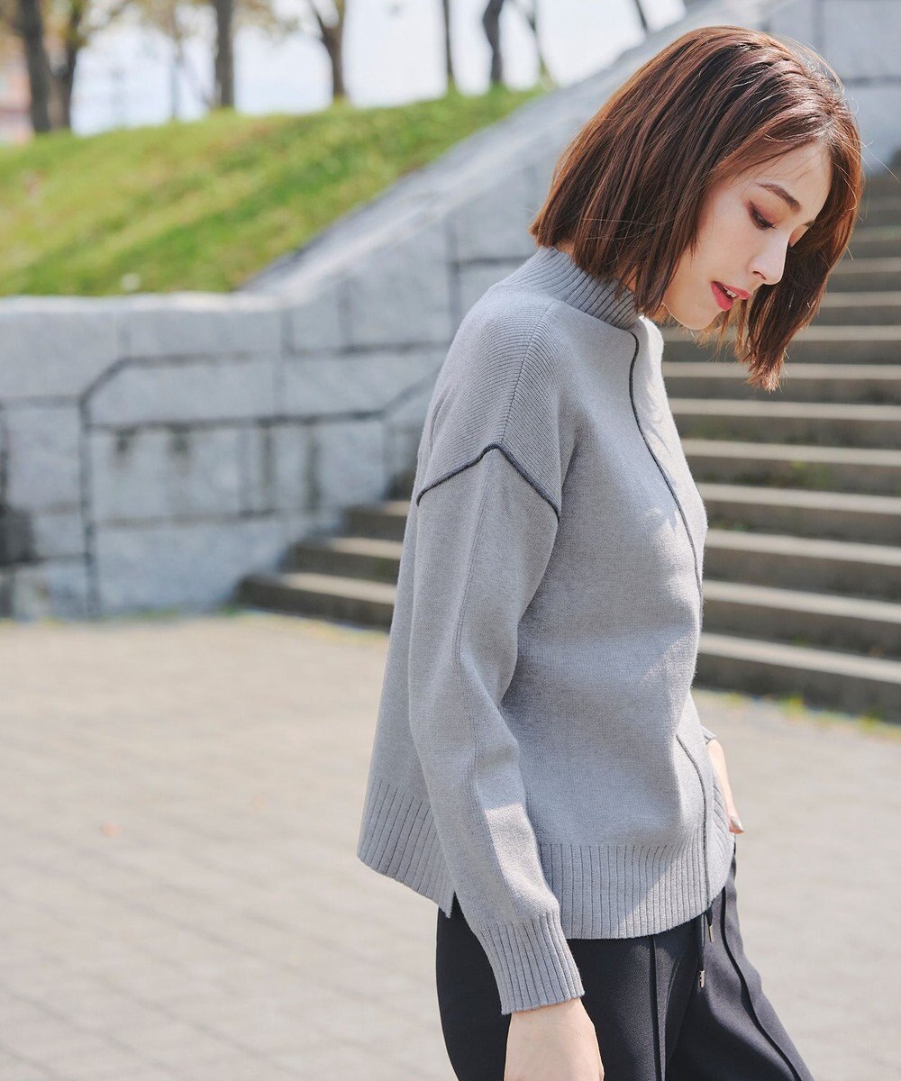 Tiaclasse 【洗える】配色切り替えニットトップス 