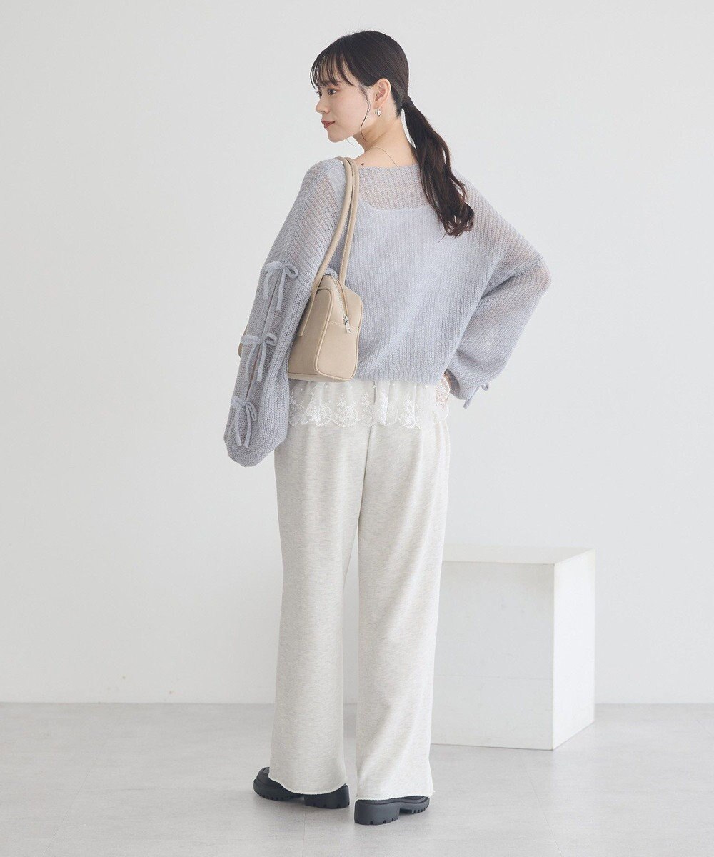 earth music&ecology サイドリボン透かしニットプルオーバー 