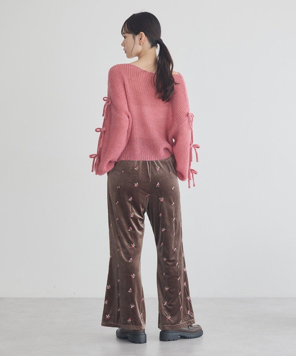 earth music&ecology サイドリボン透かしニットプルオーバー 