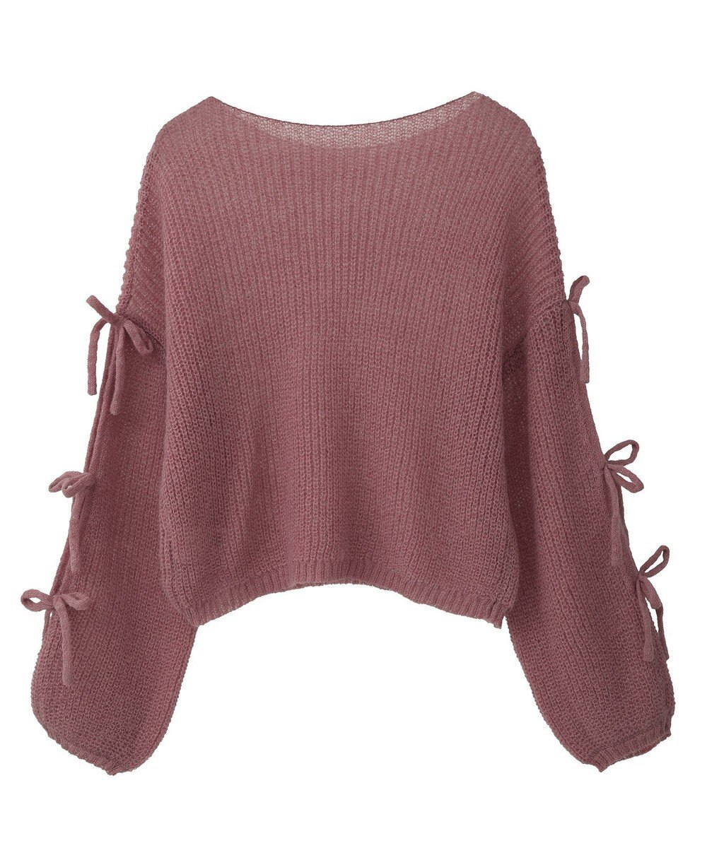 earth music&ecology サイドリボン透かしニットプルオーバー 