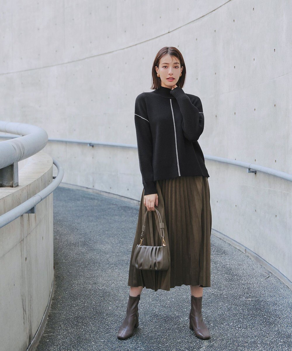 Tiaclasse 【洗える】配色切り替えニットトップス 