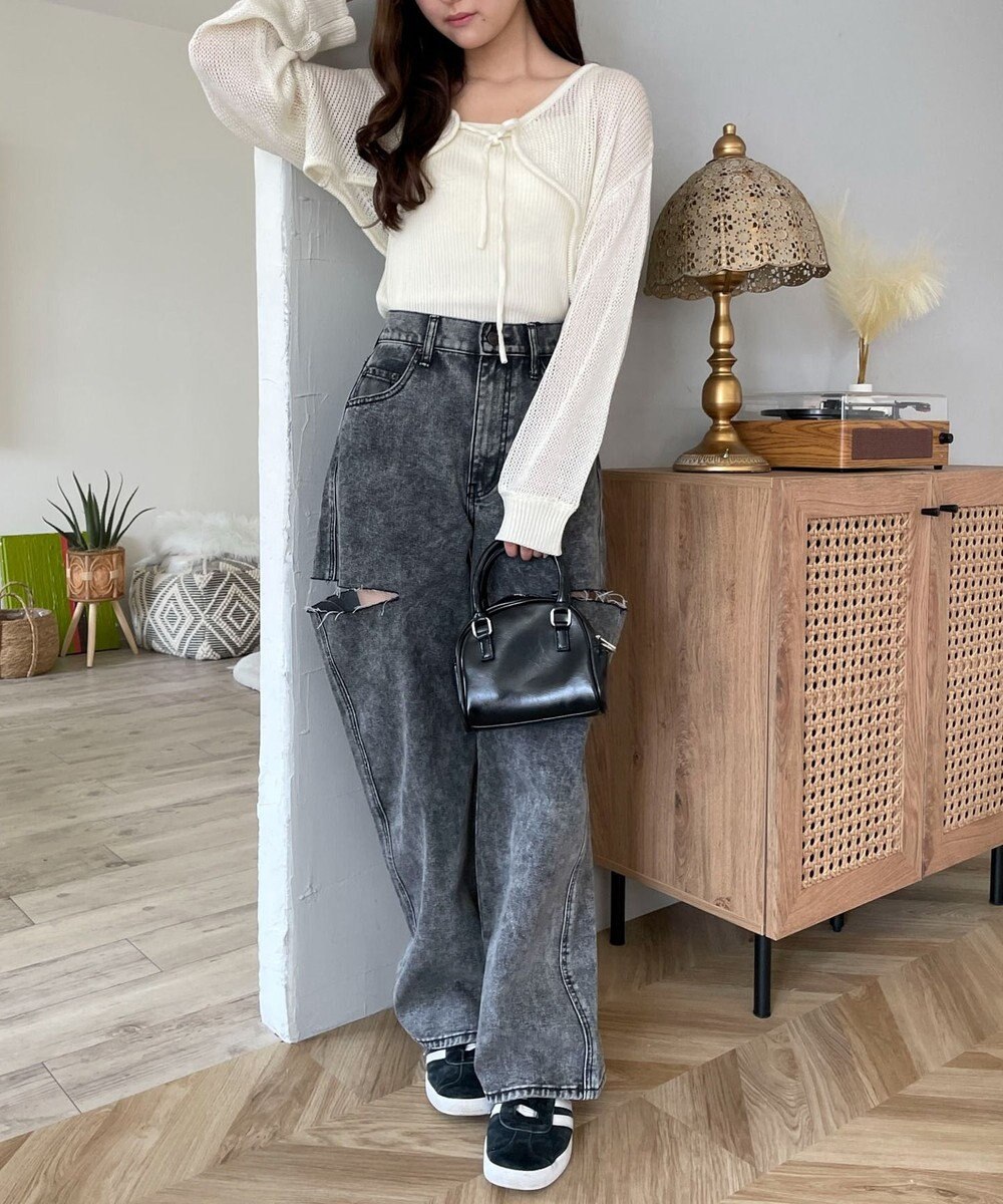 WEGO アンサンブルメッシュリボンカーディガン 