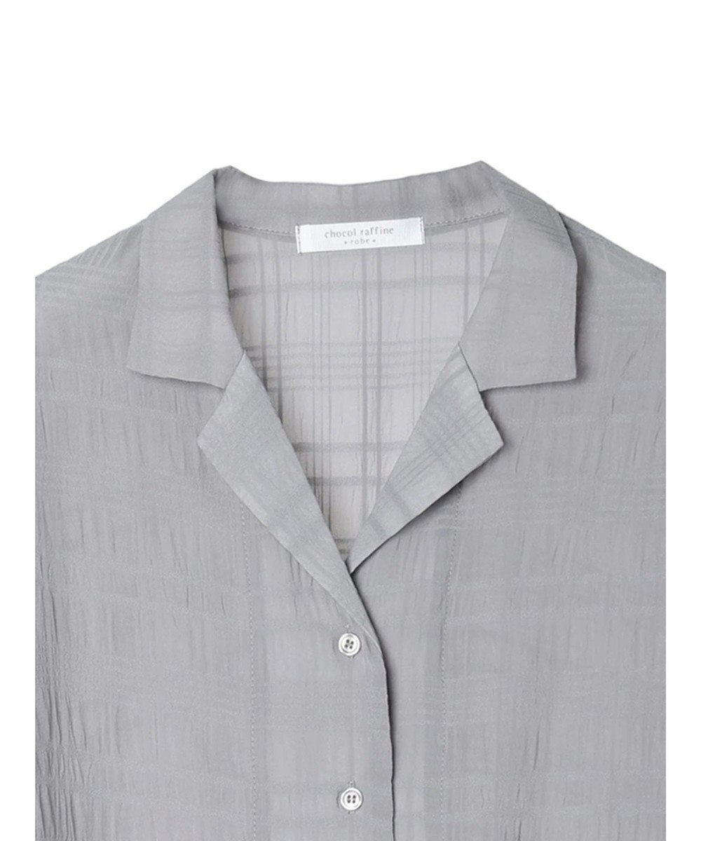 Green Parks シアーチェック開襟ブラウス 