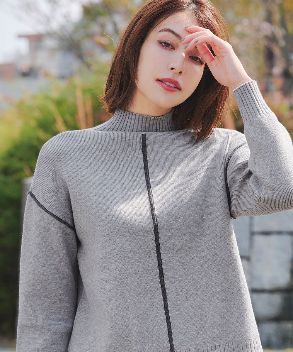 Tiaclasse 【洗える】配色切り替えニットトップス 