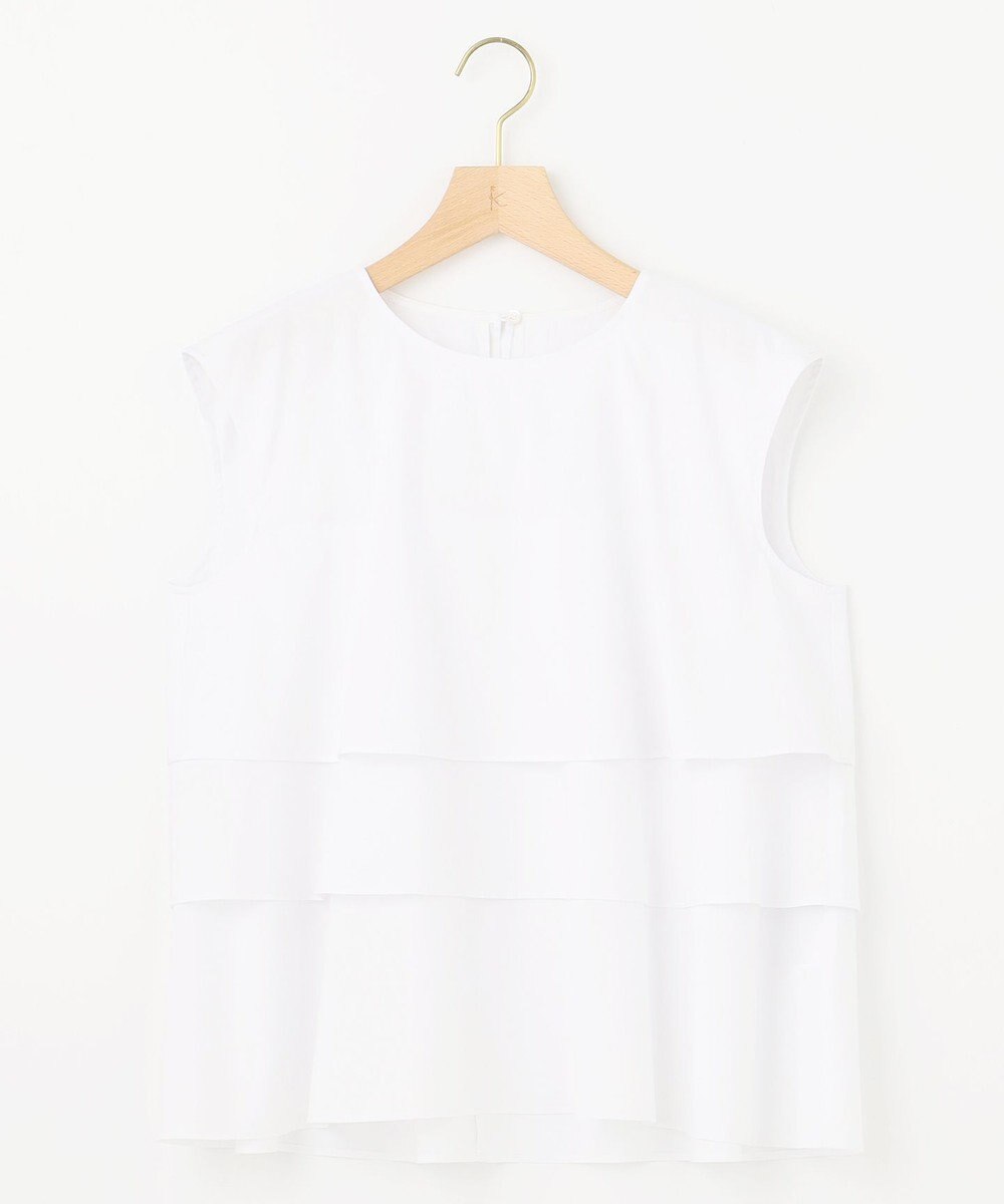 組曲 【WEB限定】コットンレーヨンシャーティングノースリーブ ブラウス 