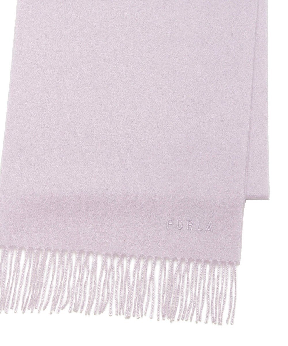 MOONBAT FURLA(フルラ）カシミヤ100％ 無地 マフラー ロゴ刺繍 手洗いOK 
