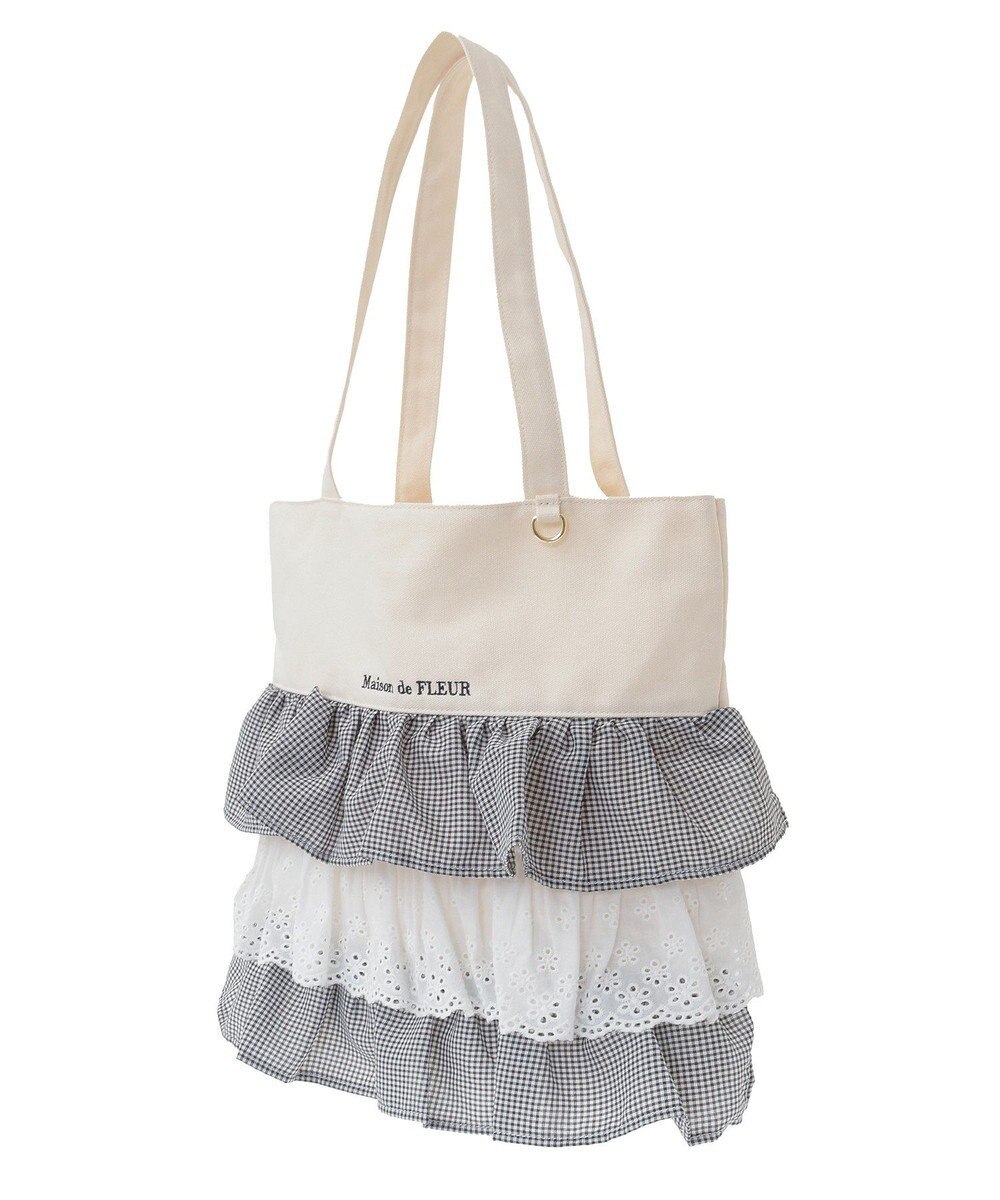 Maison de FLEUR フロントフリルトートバッグ 