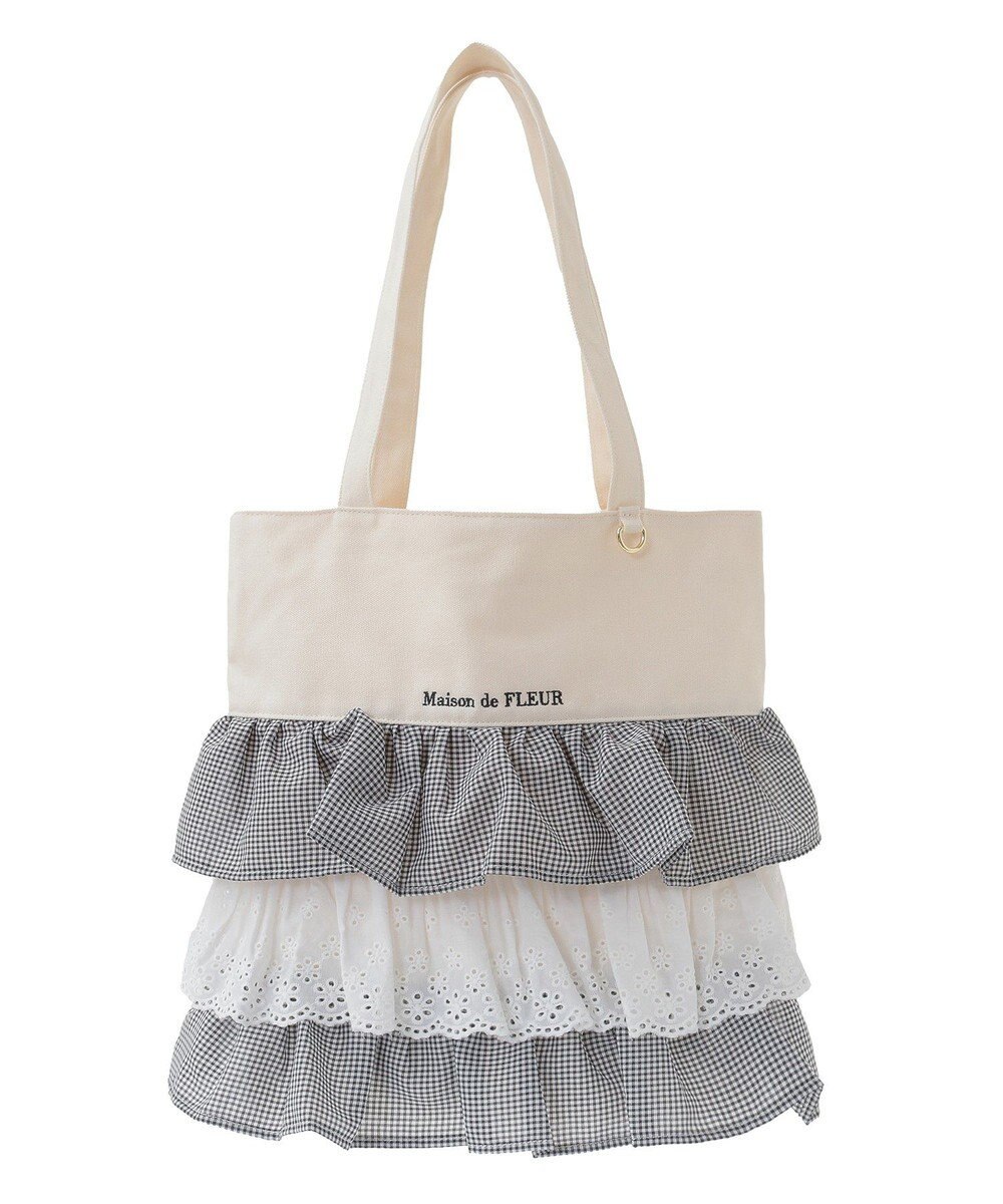 Maison de FLEUR フロントフリルトートバッグ 