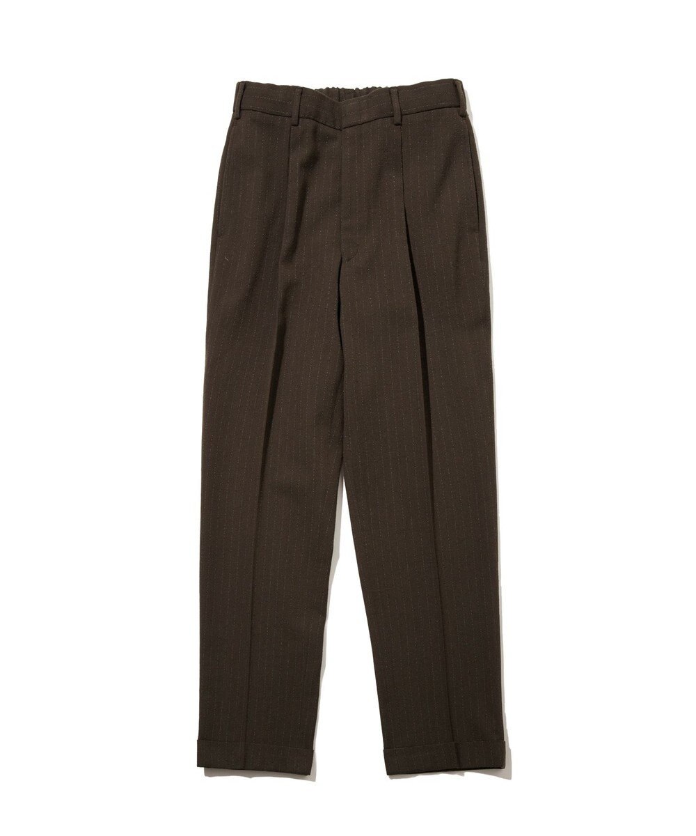 J.PRESS MEN 【J.PRESS ORIGINALS】Wool Silk Angola Chalk Stripes Spindle 1Tuck Piped Stem Slacks / Japan Made 