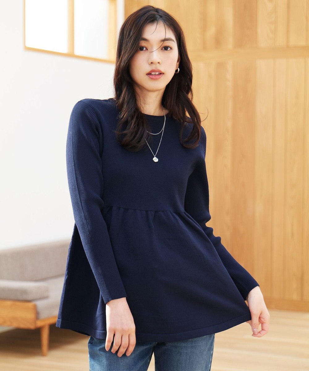 ANY リブコンビペプラムニット 