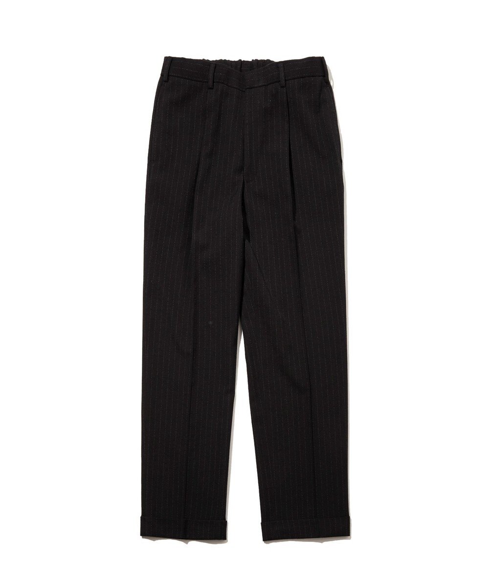 J.PRESS MEN 【J.PRESS ORIGINALS】Wool Silk Angola Chalk Stripes Spindle 1Tuck Piped Stem Slacks / Japan Made 