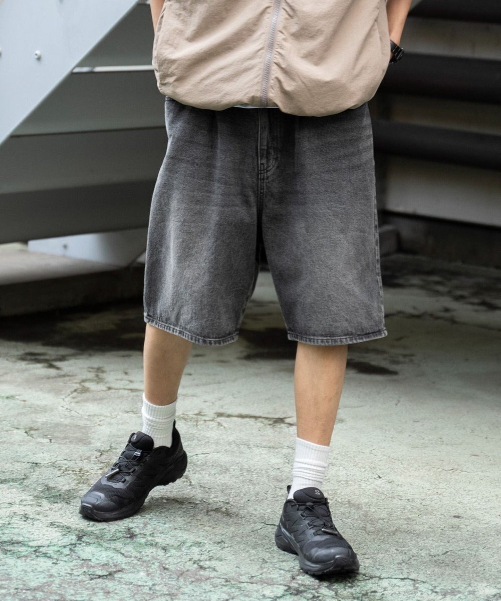 WEGO 【ウエストゴム/手洗い可】デニムバギーショーツ 