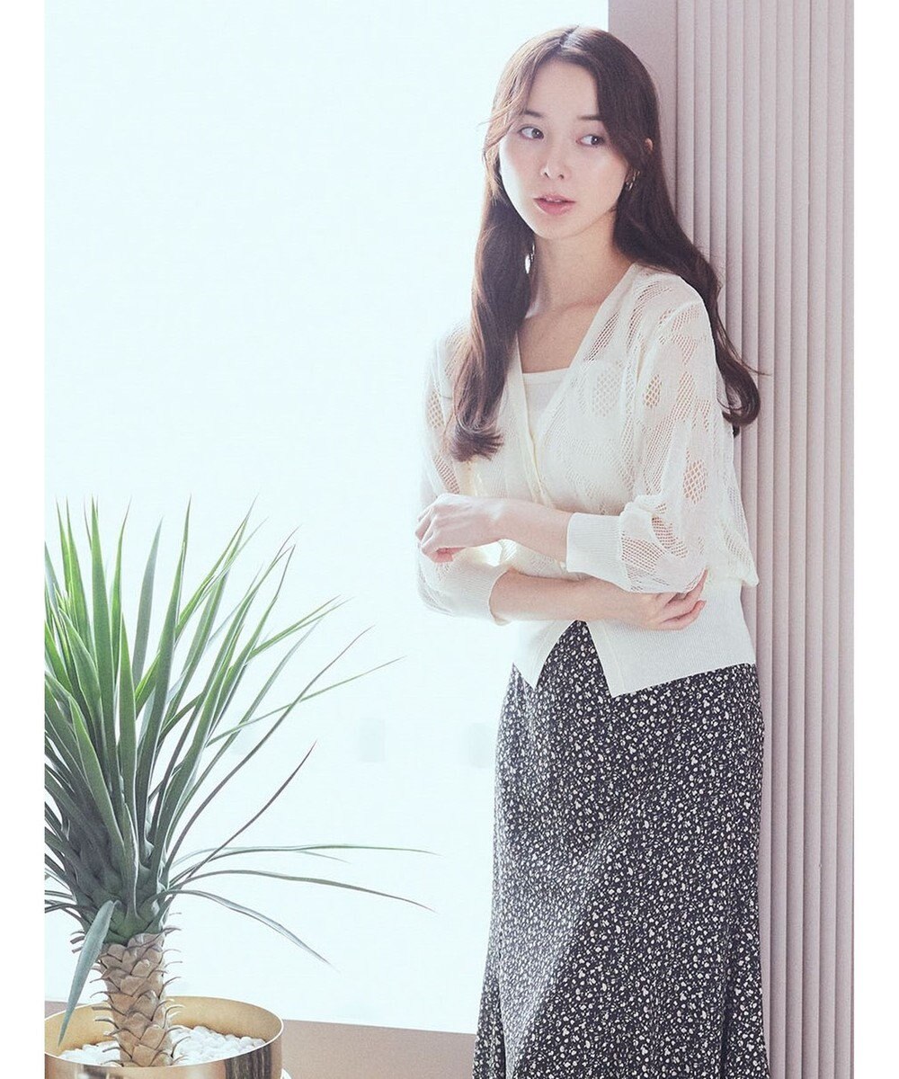 earth music&ecology 花柄シアーカーディガン 