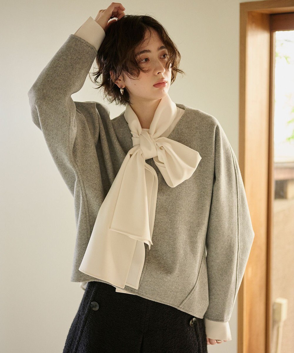 #Newans 【洗濯機可】ビックリボンパウダリーブラウス 