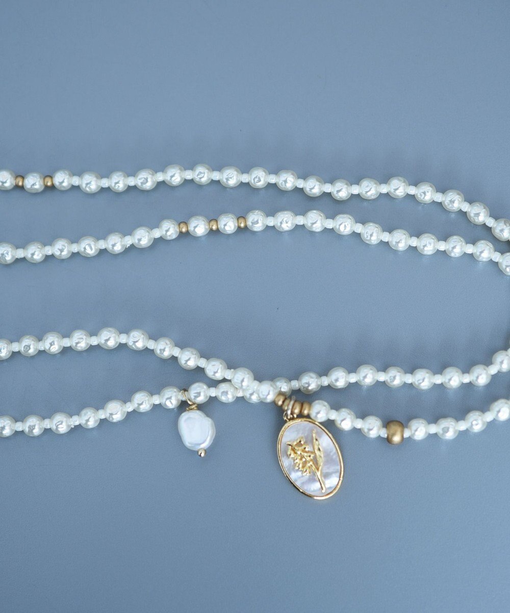 monshiro 【セレモニーにも】スズラングラスパールロングネックレス（メガネチェーンにも） 