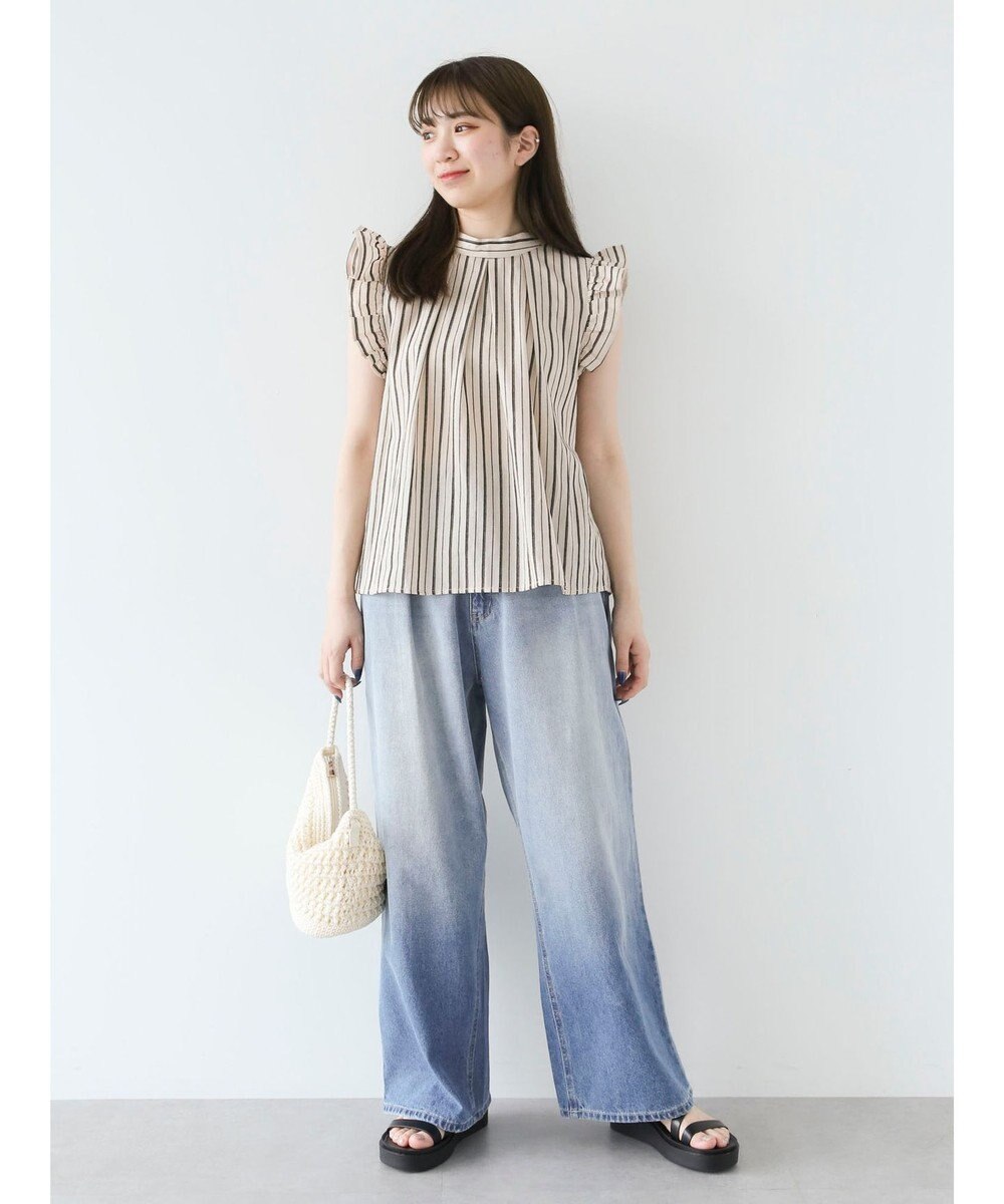 Green Parks ・ＥＬＥＮＣＡＲＥ　ＤＵＥ　ストライプフリルブラウス 