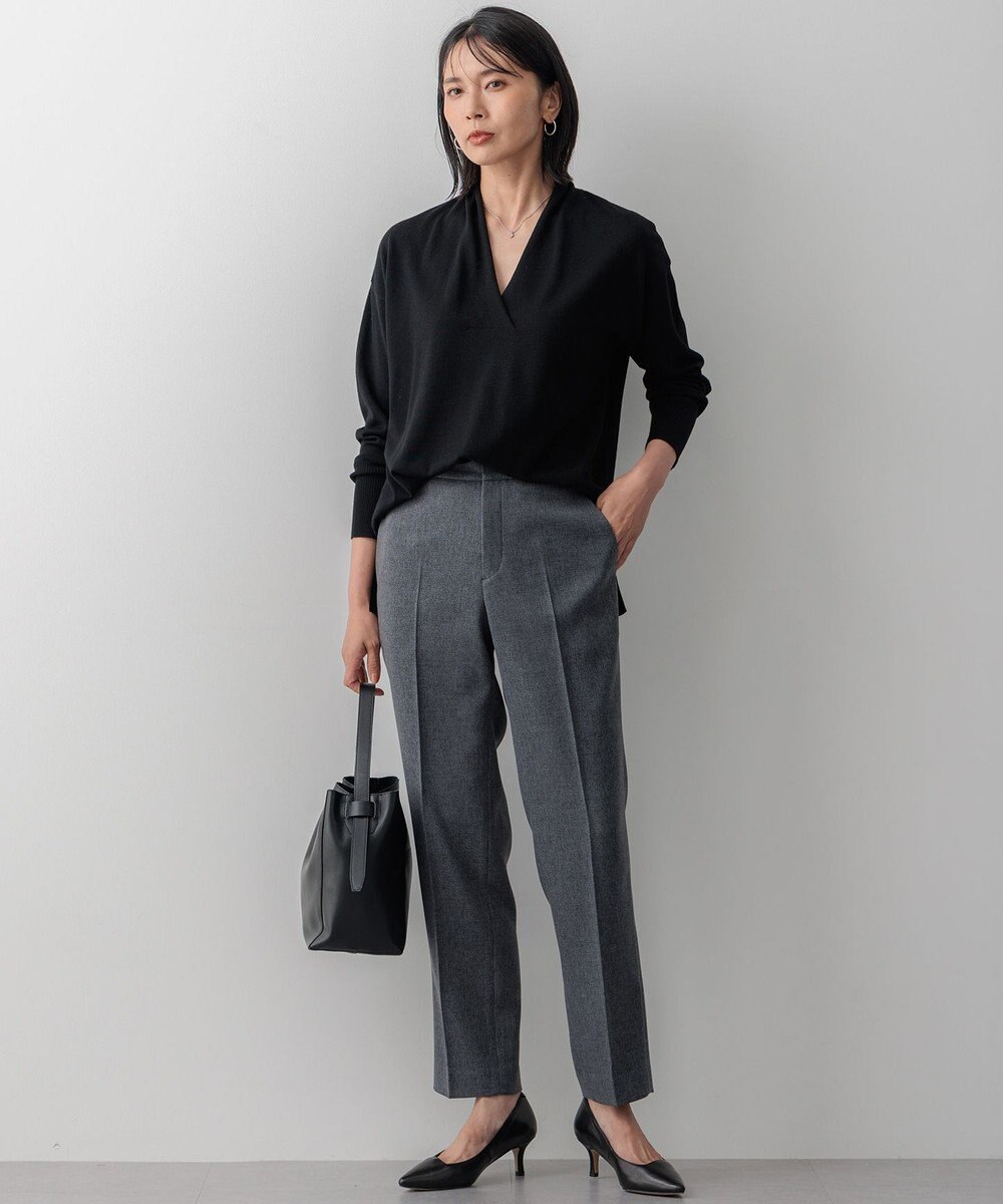 23区 【洗える】ウールライクカルゼ テーパードパンツ 