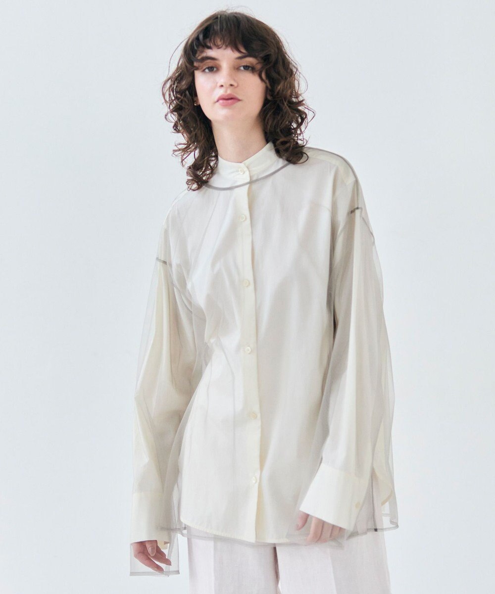 BEIGE， 【洗える・Oggi 6月号掲載】SILENE / オーバーサイズチュールブラウス 