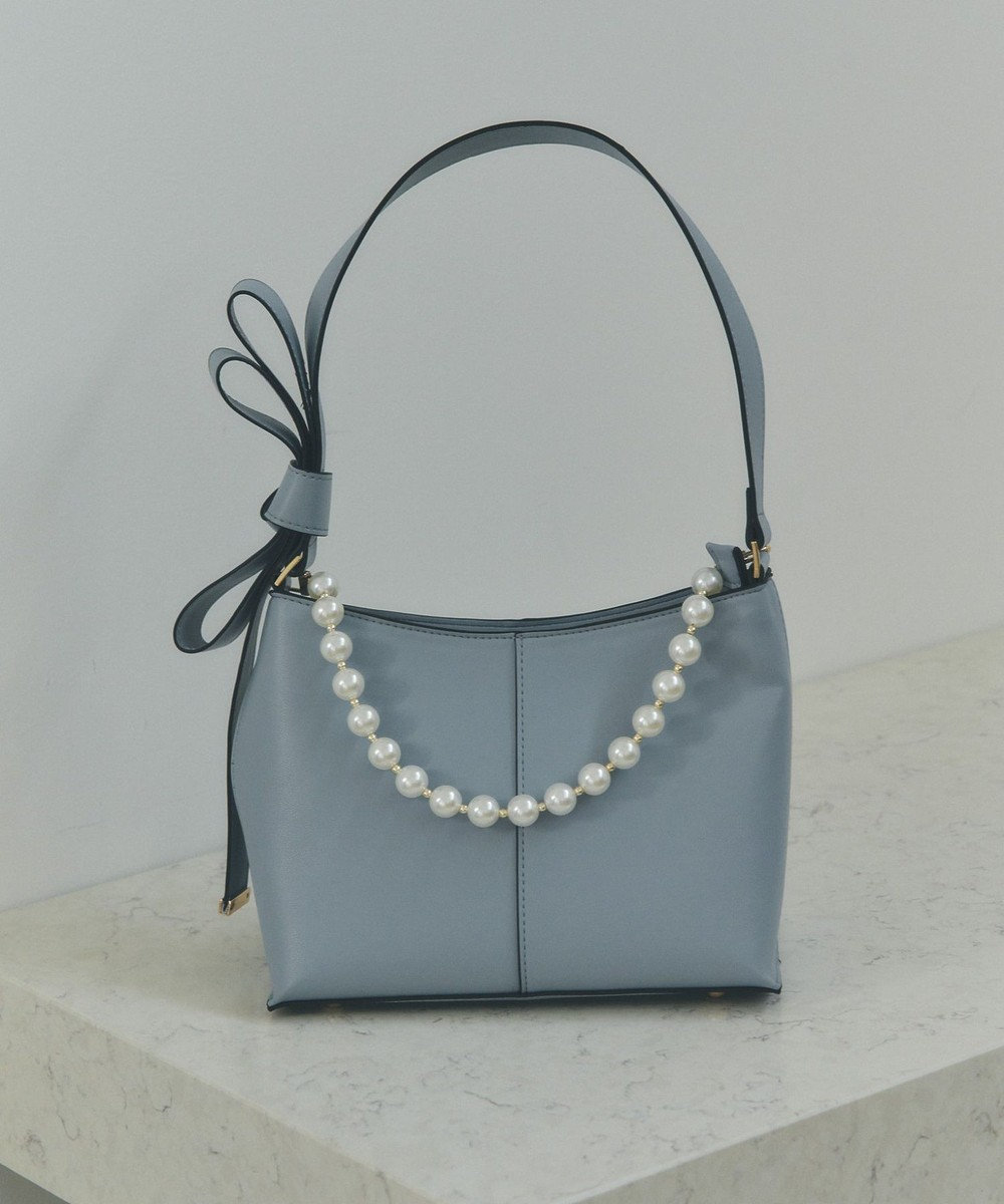 YECCA VECCA パールチャーム付きリボンベルトバッグ 