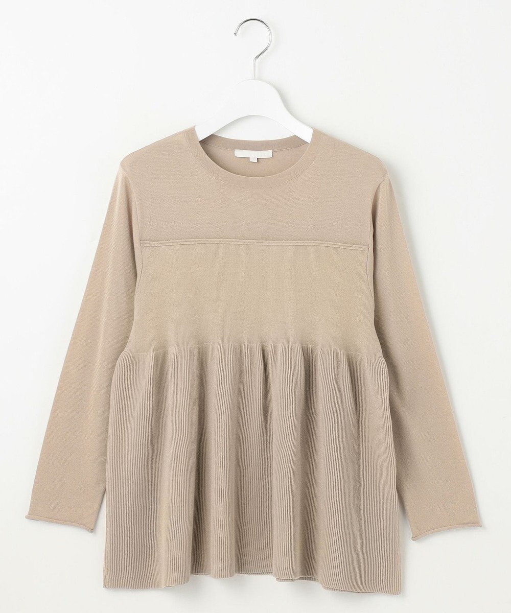 自由区 【洗える】ドライコットンハイゲージペプラム ニット 