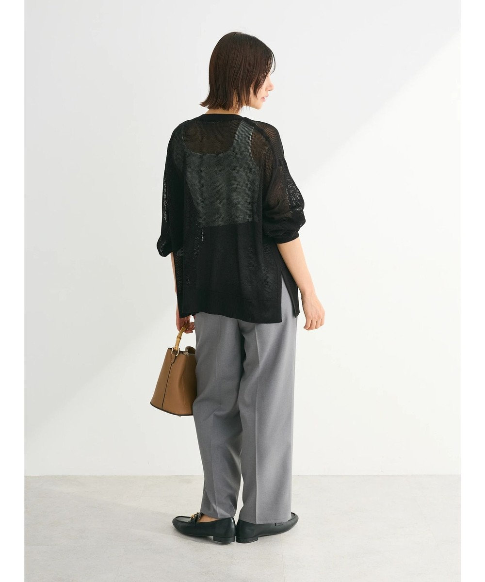 Green Parks メッシュミディ丈ニットカーディガン 