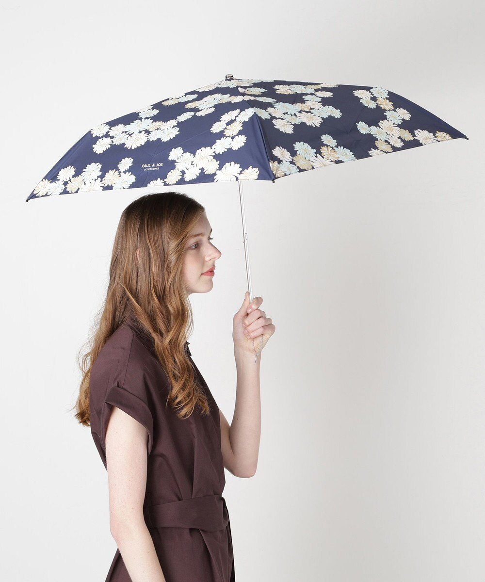 MOONBAT 【一級遮光/軽量】PAUL & JOE 晴雨兼用 日傘 折りたたみ傘 総柄クリザンテーム 遮熱 UV 