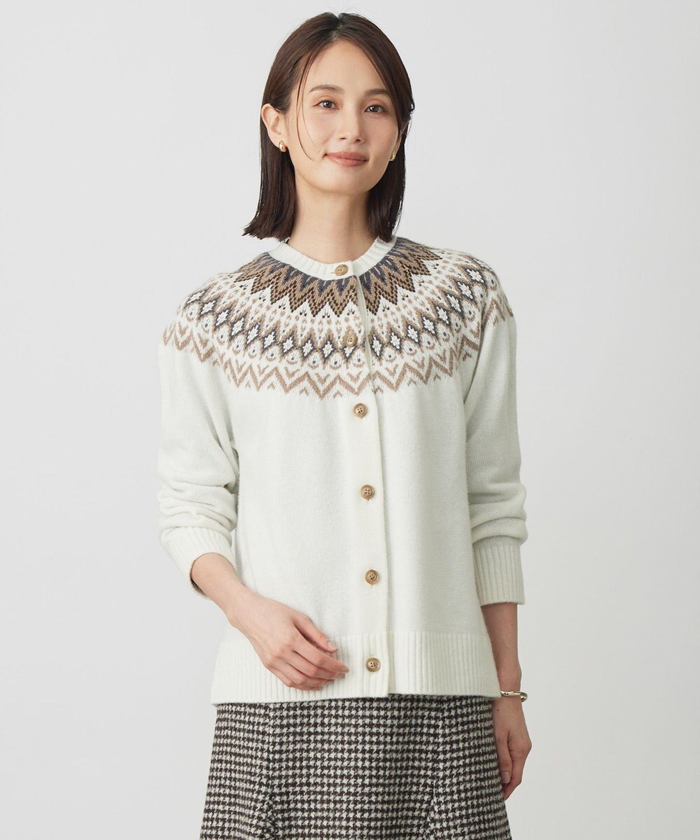 J.PRESS LADIES L FAIR ISLE ニット カーディガン 