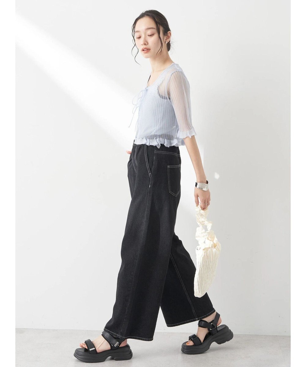 earth music&ecology シアーラメフリルカーディガン 