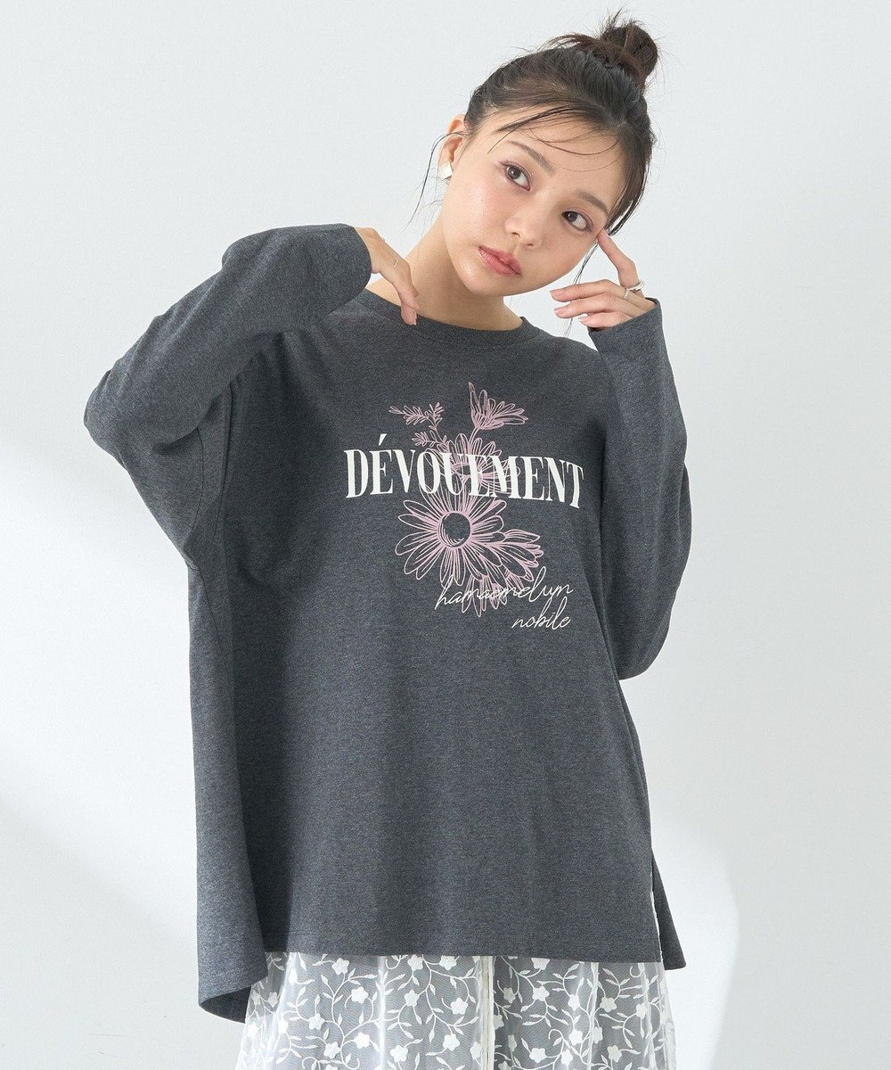 earth music&ecology グラフィックロンＴ Charcoal Gray